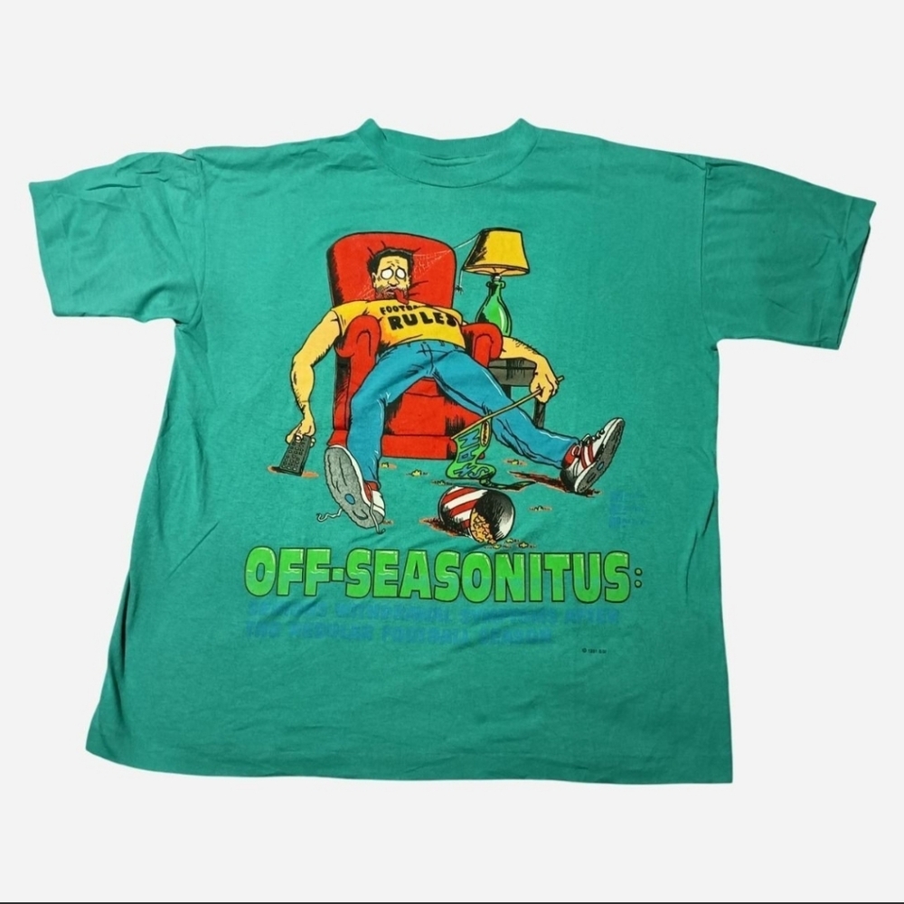 Vintage 1991 Lazy Foitball.Fan Cartoon T-shirt